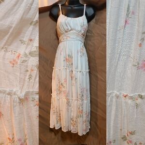 Streetwear Society Floral Midi Dress - Cream and Pink